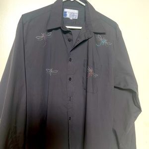 Blouse with silver-toned metallic butterflies